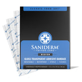 Saniderm front packaging showing the 6x8 three-sheet small pack benefit