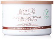 Satin Smooth jar front view showing label and coconut aroma, highlighting professional packaging