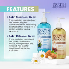 SATIN SMOOTH being applied during salon waxing, shows efficient prep and residue removal