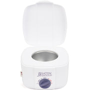 SATIN SMOOTH front view of wax warmer showing compact design and easy setup benefit