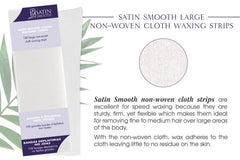SATIN SMOOTH strip applied on leg during waxing, demonstrates smooth hair removal