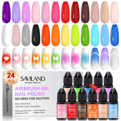 SAVILAND front packaging showing 24-color airbrush gel set for easy selection