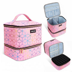SAVILAND front view showing holographic pink exterior and zipper for stylish protection