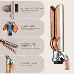 SAZIKA close-up of nozzle angle showing directed air flow for gentler straightening