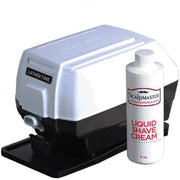 Scalpmaster Lather Time front view showing compact unit and benefits for quick lather