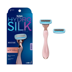 Schick Hydro Silk front packaging showing included handle and refills for quick identification