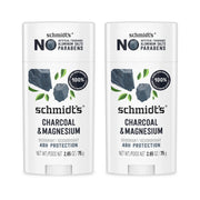 Schmidt's charcoal & magnesium front stick shows packaging and benefits