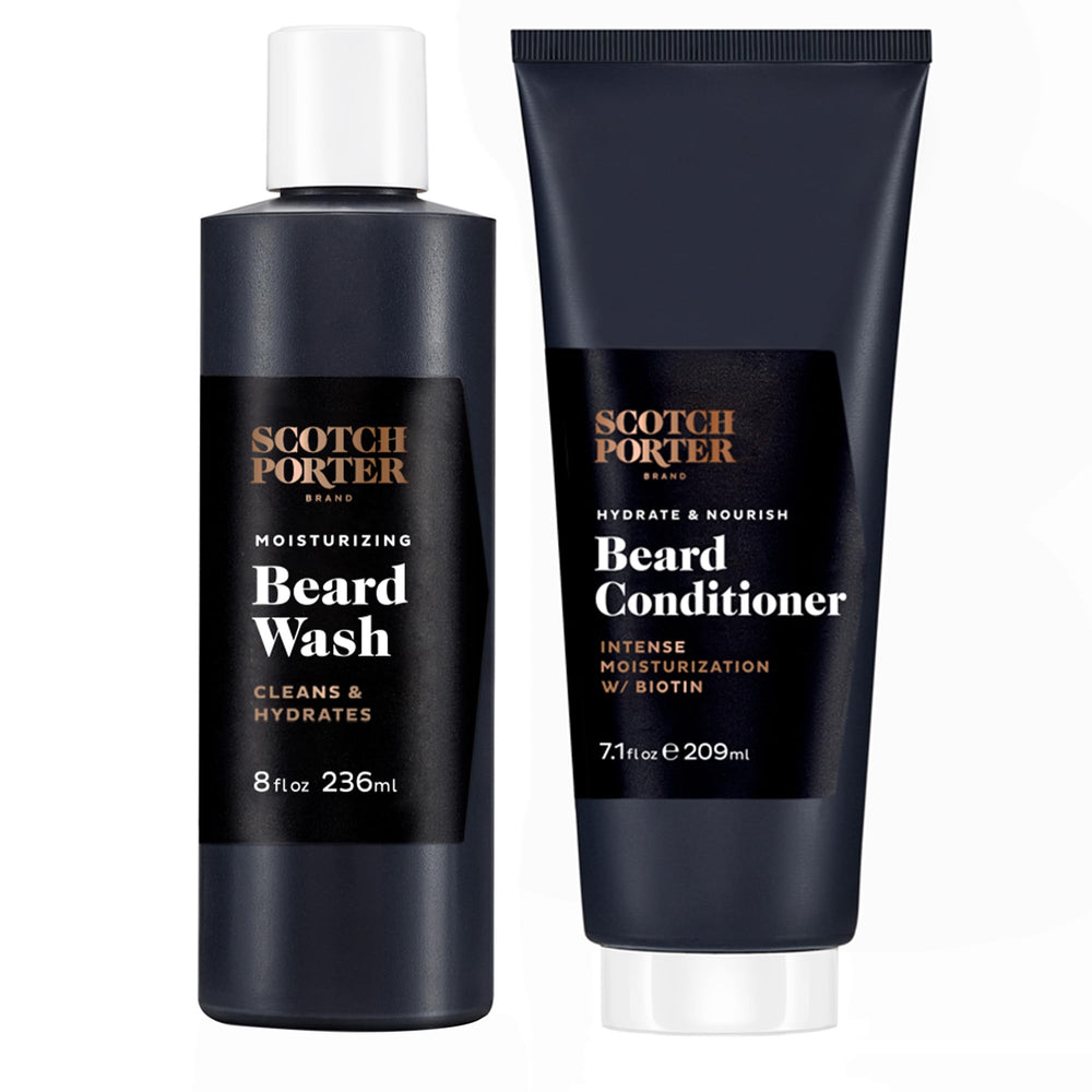 Scotch Porter front packaging showing both wash and conditioner for convenient routine