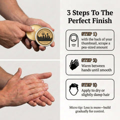 Seattle Pomade Co. model with slick-back hairstyle showing high shine finish