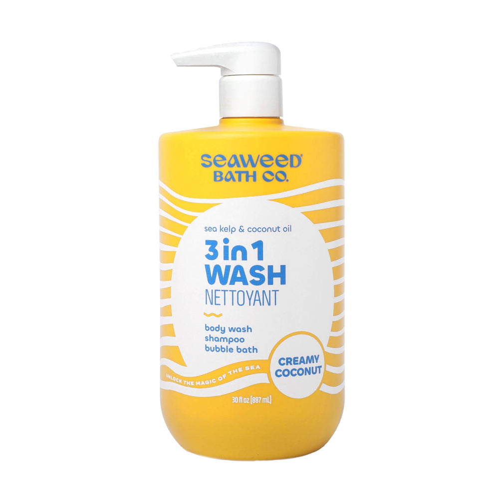 The Seaweed Bath Co. front bottle showing 30 fl oz size and creamy coconut scent