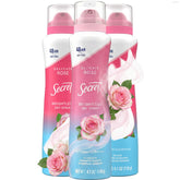 Secret dry spray front packaging shows product and rose scent benefit