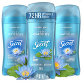 Secret front packaging showing Cool Waterlily scent and long-lasting protection