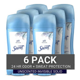 Secret front packaging showing unscented invisible solid for reliable protection