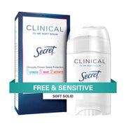 Secret soft unscented front packaging shows clear brand and benefits