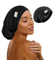 SECZIPE front view of black bonnet showing shape and fit benefits