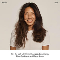 SEEN conditioner applied to wet hair demonstrating detangling and smoothness