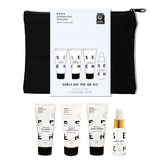 SEEN front packaging of travel curly hair kit showing contents and label benefits