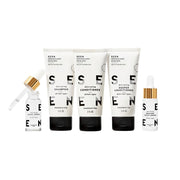 SEEN discovery kit front packaging showing five fragrance-free mini bottles and benefits