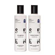SEEN front packaging showing clean bottles and gentle hair care benefits
