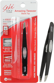 Seki EDGE front view of black SS-518 tweezer showing sleek profile and durable finish
