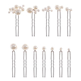 SELFCLOUD front view of 12 pearl hair pins showing elegant set benefit