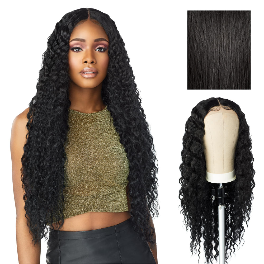 Sensationnel front view showing natural offblack hairline benefit natural look