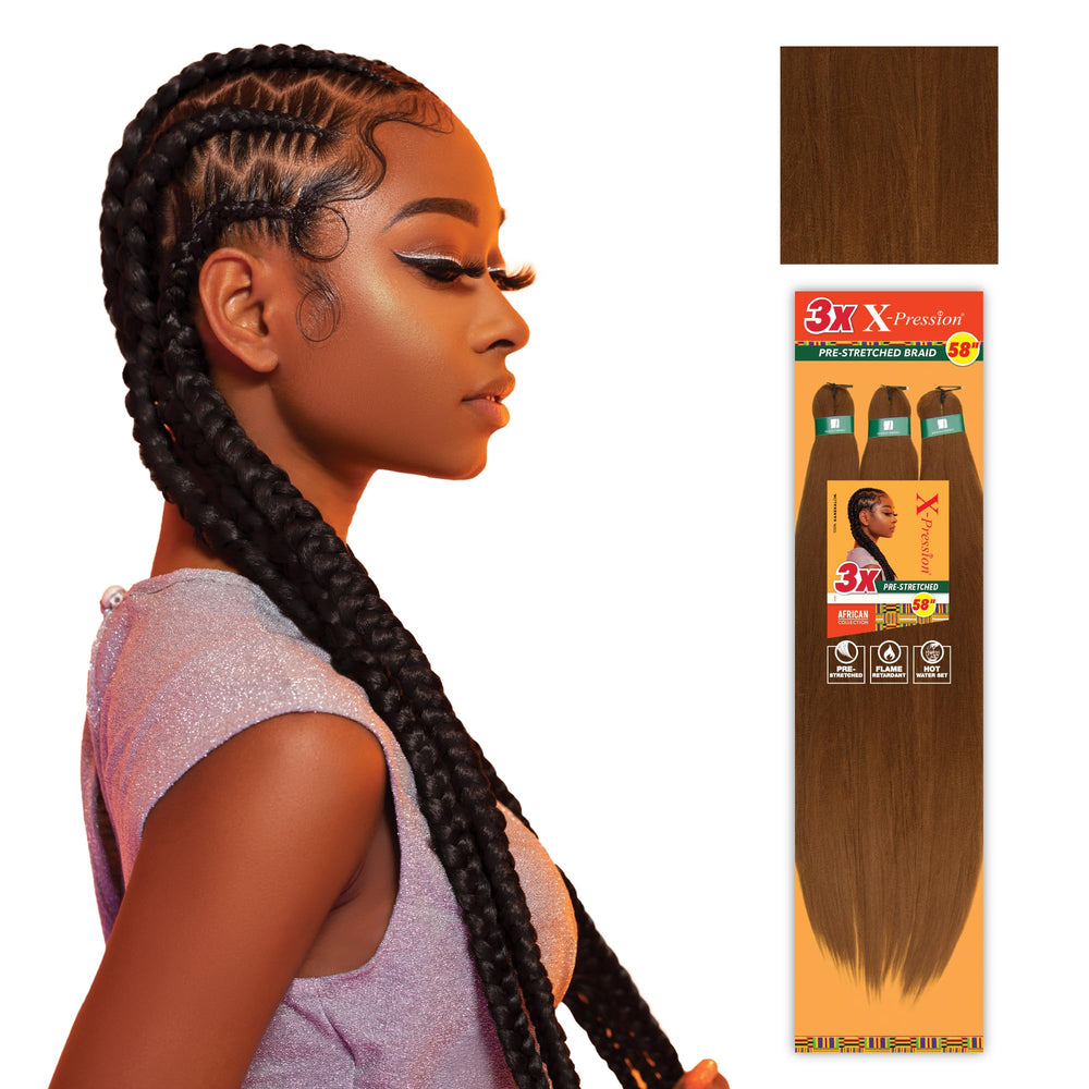 Sensationnel front packaging showing three 58-inch braids, fast-install benefit