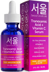 SeoulCeuticals bottle front view showing TXA Vitamin C serum benefits