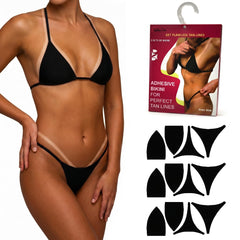 seskytan front pack view showing three bikini tape pieces and packaging benefits