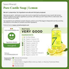 Seven Minerals label close-up displaying organic oils and no palm oil benefit