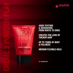 SexyHair Big Creme 2 on fingertips ready to apply for easy root lift and lasting texture