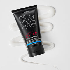 SexyHair crème dollop on hand showing amount guide and quick absorption benefit