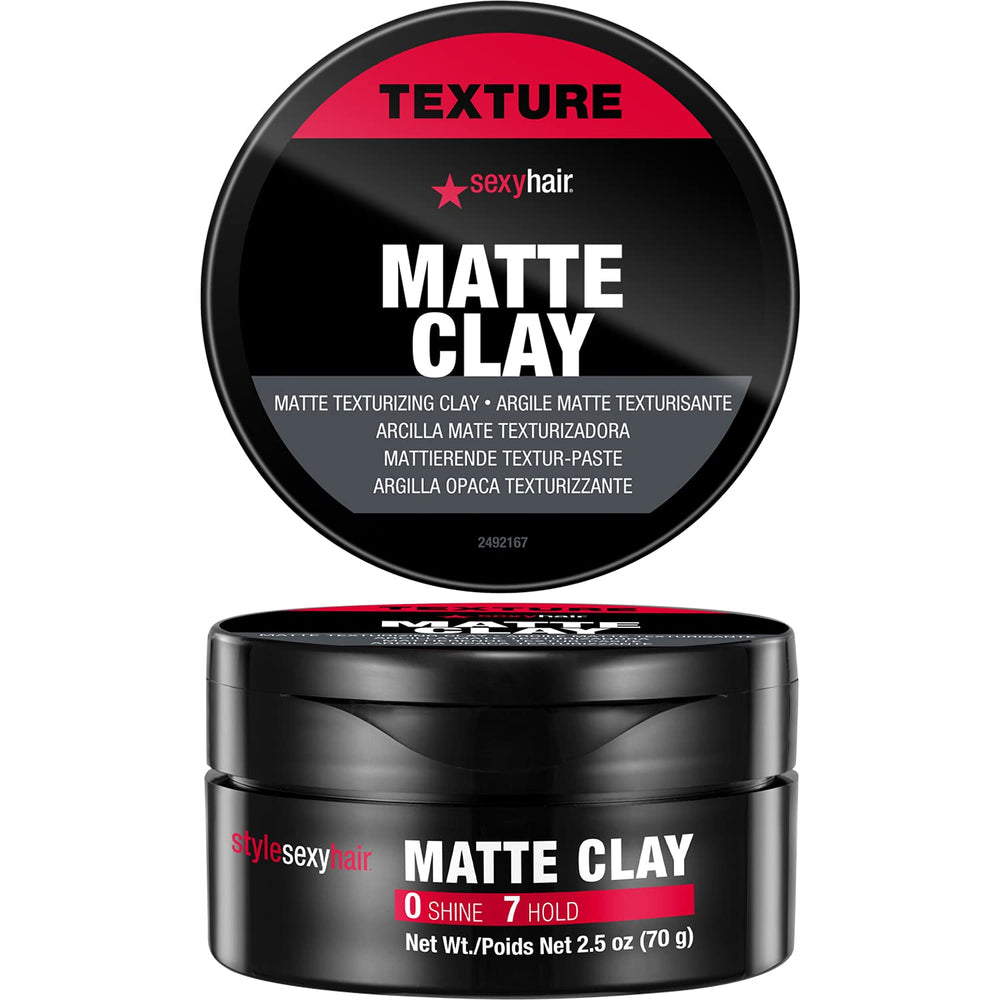 SexyHair matte clay front packaging showing product and compact size