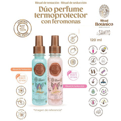 SHAEIO Ritual Botanico before and after hair styling showing reduced frizz