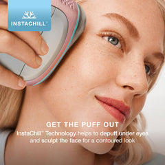 Shark DePuffi used under eye demonstrating rapid depuffing benefit