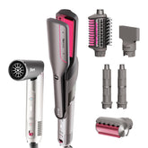 Shark FlexFusion front view showing compact multi-styler and benefits of space-saving design