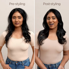 Shark FlexStyle attachment in use styling bangs to add volume and shape