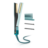 Shark SilkiPro front view showing turquoise body and ergonomic handle, fast styling benefit