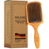 SHASH paddle brush front view showing wide coverage and ergonomic handle for faster grooming