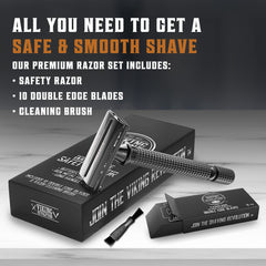 SHAVING REVOLUTION close-up of razor head showing secure blade alignment benefit