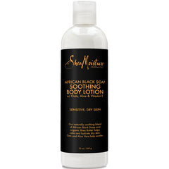 SheaMoisture front packaging showing 13 oz bottle and benefits