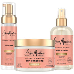SheaMoisture bundle front packaging showing three products for defined, hydrated curls