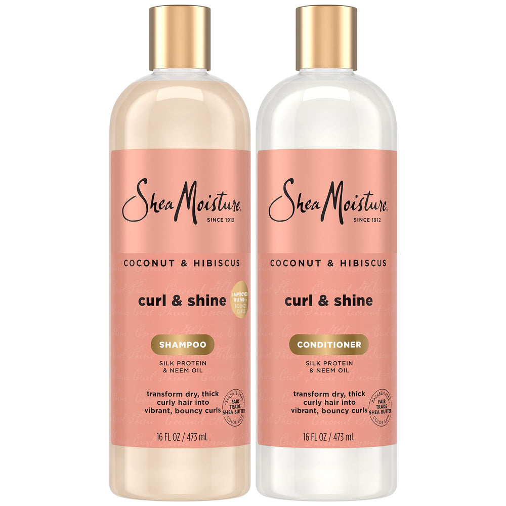 SheaMoisture front packaging showing shampoo and conditioner promoting hydration