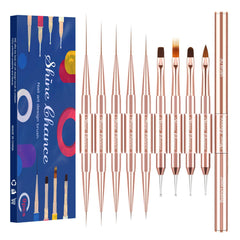 Shine Chance front packaging showing complete rosegold brush set and neat storage benefit