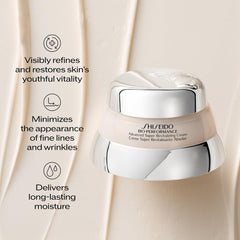 Shiseido jar held in hand showing 75 mL size for value and extended use benefit