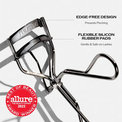 Shiseido side profile of curler emphasizing edge-free frame comfort