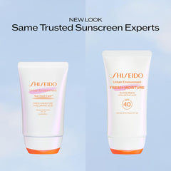 Shiseido sunscreen texture close-up demonstrating lightweight hydration