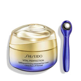 Shiseido front packaging showing product and roller, conveys premium care
