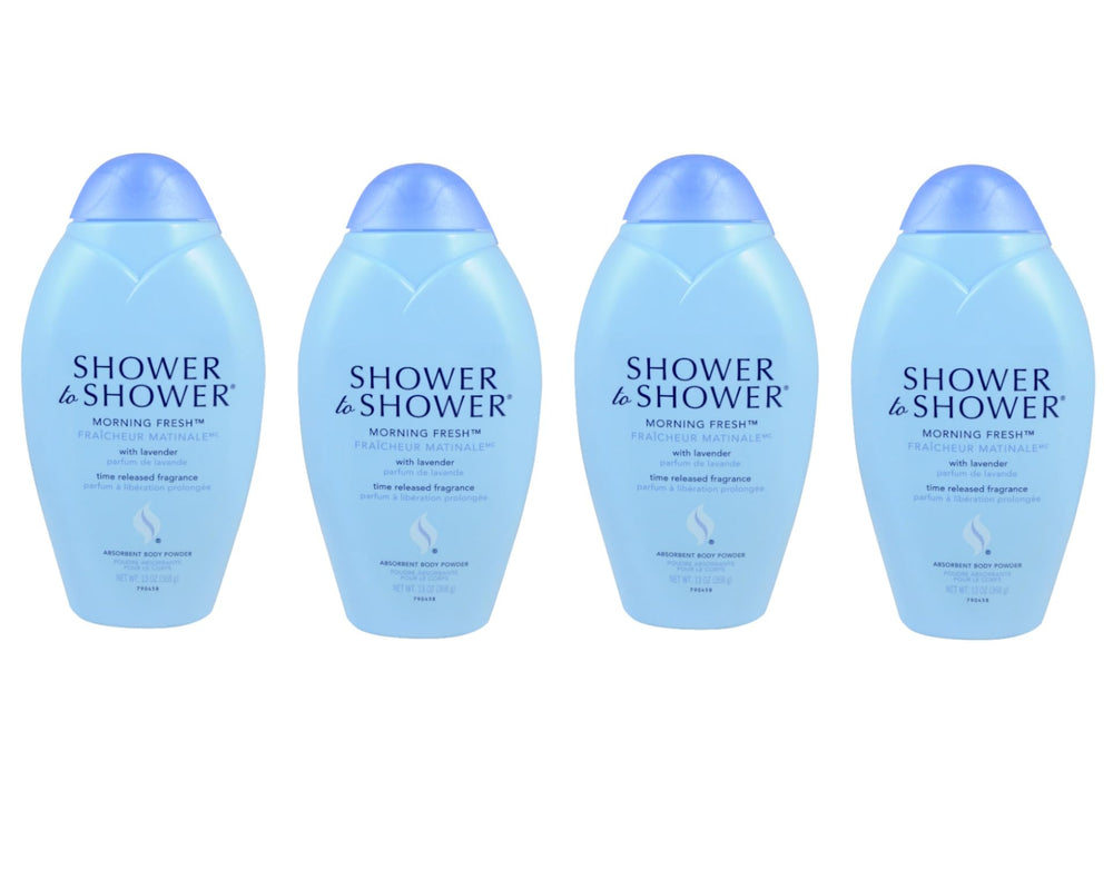 Shower To Shower front label showing product name and 13 ounce jar benefit