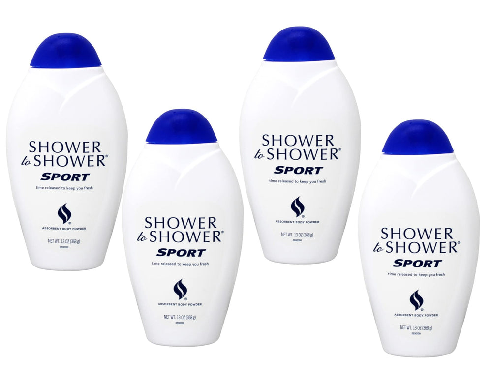 Shower To Shower front packaging showing 13-ounce bottle and clear sport branding for long-lasting freshness